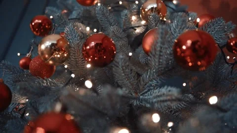 Christmas tree decoration, smooth motion camera Stock Footage 262330057