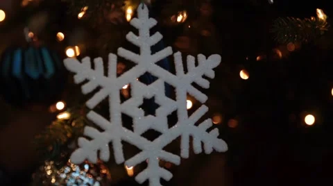 Christmas tree decoration, snowflake, dark background Stock Footage 57787117