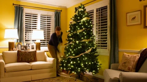 Christmas Tree Decoration Timelapse Stock Footage 97085746