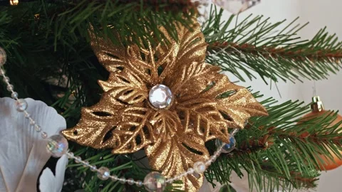 Christmas tree with decorations in 4k Stock Footage 144993804