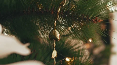 Christmas Tree with Decorations in 4k Stock Footage 145412557