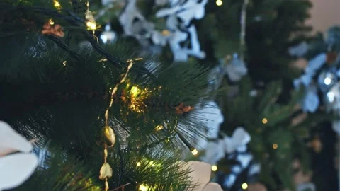 Christmas Tree with Decorations in 4k UHD Stock Footage 144527401
