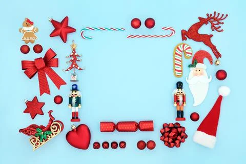 Christmas Tree Decorations Abstract Background Border Foto stock