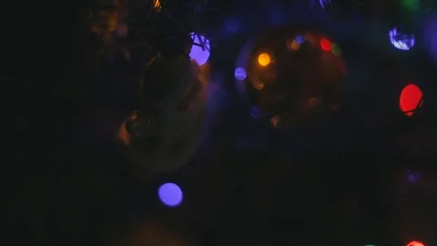 Christmas Tree Decorations And Blinking Lights Stock-Footage 122687808