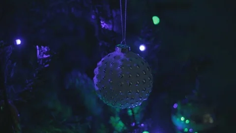 Christmas Tree Decorations And Blinking Lights Stock Footage 122687809
