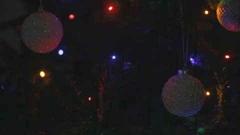 Christmas Tree Decorations And Blinking Lights Stock-Footage 122688399