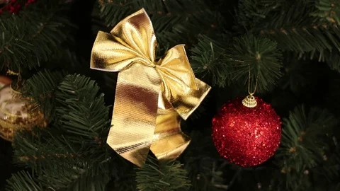 Christmas tree with decorations and lights close-up for background Stock Footage 120597456