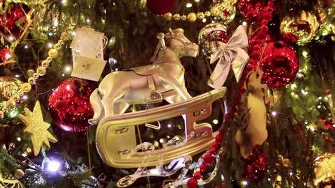 Christmas tree with decorations and lights close-up Stock Footage 121401551