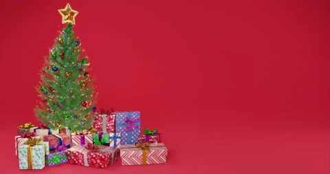Christmas tree decorations and present boxes  Stock Footage 220528704
