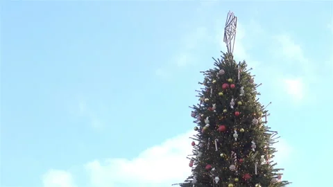 Christmas tree with decorations and star Stock Footage 166161509