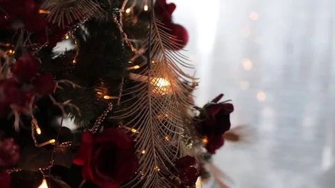 Christmas Tree Decorations and a View of the Skyscrapers Stock-Footage 71510612