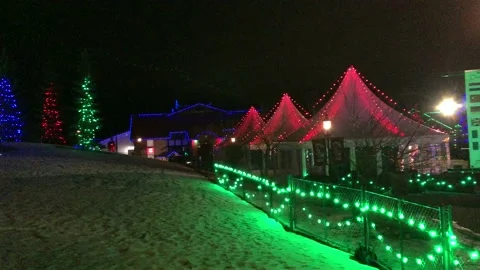 Christmas Tree Decorations and Winter Holidays Lights Outside 스톡 동영상 129128452