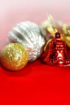 Christmas tree decorations background with copy space Foto stock