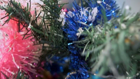 Christmas tree decorations with bokeh on the background Stock Footage 117369417