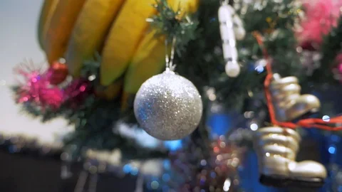 Christmas tree decorations with bokeh on the background Stock-Footage 117369556