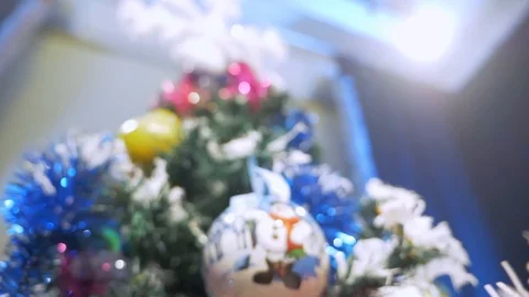 Christmas tree decorations with bokeh on the background Stock Footage 118720074