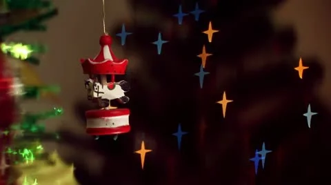 Christmas-tree decorations - carousel Stock Footage 12501089