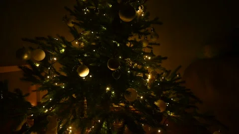 Christmas Tree Decorations. Christmas tree lights off and on Stock Footage 145954864