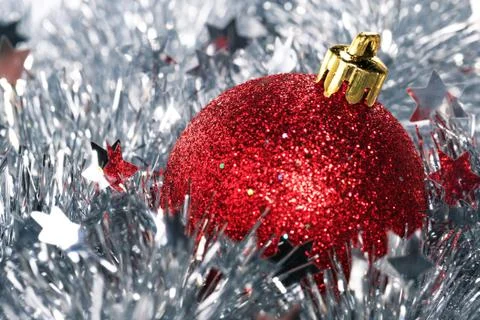 Christmas tree decorations close up Stock Photos
