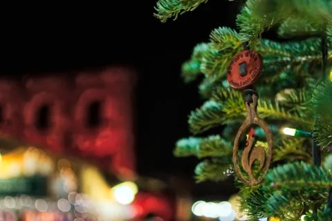 Christmas tree decorations closeup Stock Photos