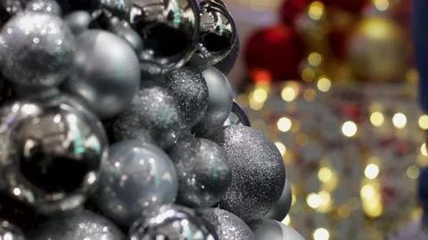 Christmas tree decorations, festive balls and garlands, multi-colored bulbs Stock Footage 225329957