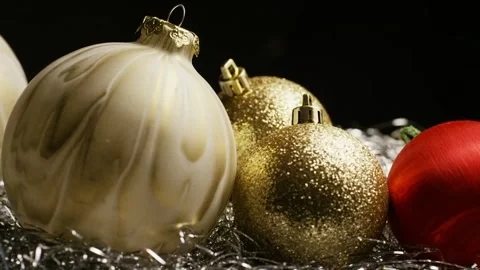 Christmas tree decorations, in the form of hanging balls Video stock 254862802
