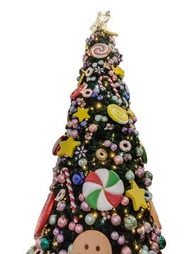 Christmas tree with decorations in the form of sweets, but also with other .. Фото