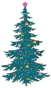Christmas tree with decorations Stock Illustration