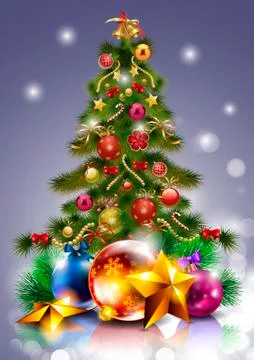 Christmas tree with decorations Stock Illustration