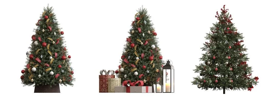 Christmas tree with decorations Ilustración de archivo