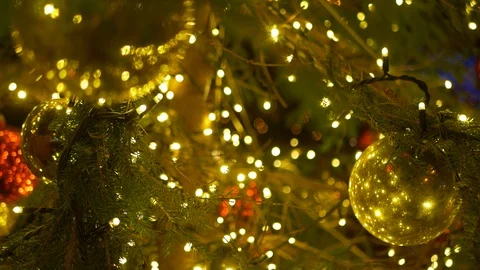 Christmas tree decorations outside closeup Video stock 121276292
