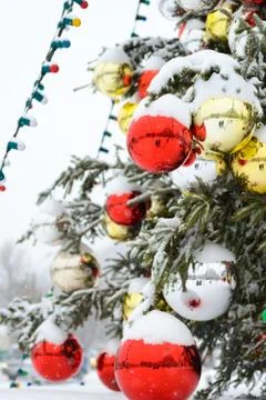 Christmas tree with decorations Stock Photos