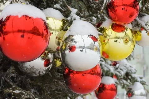Christmas tree with decorations Stock Photos