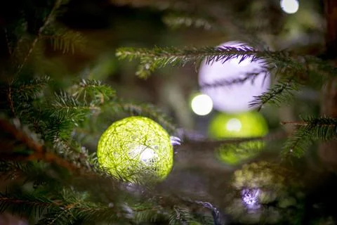 Christmas tree with decorations 스톡 사진