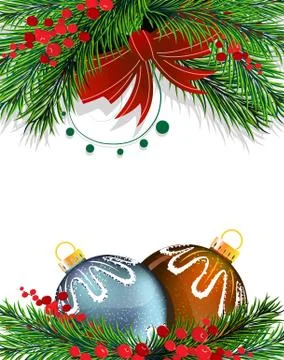 Christmas tree decorations with red bow Stock Illustration