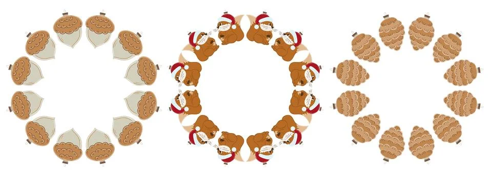 Christmas tree decorations. Round frame. Template for your creativity Stock Illustration
