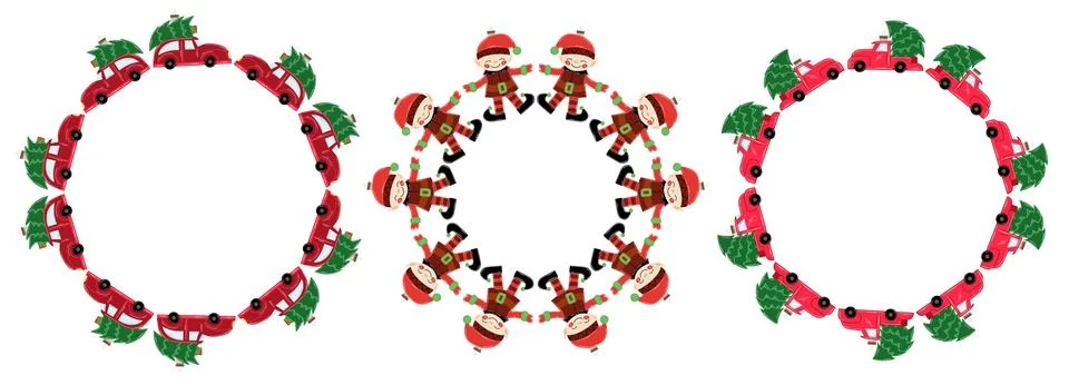 Christmas tree decorations. Round frame. Template for your creativity Stock Illustration
