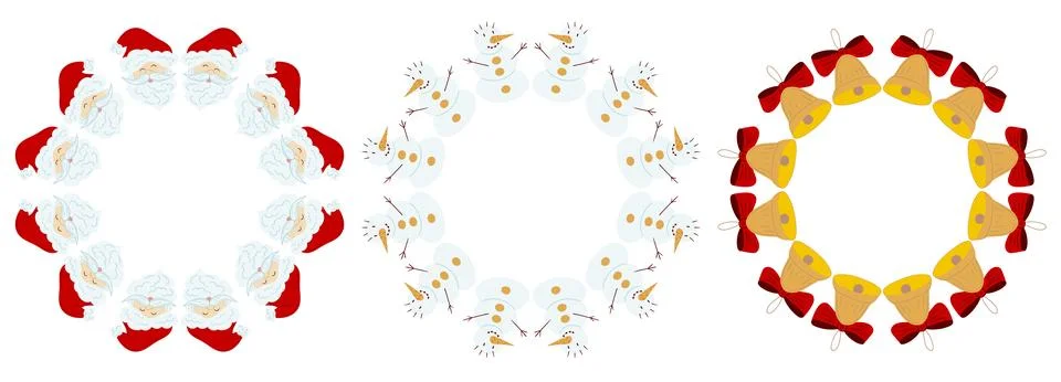 Christmas tree decorations. Round frame. Template for your creativity Stock Illustration