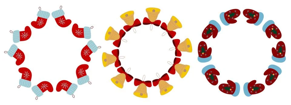 Christmas tree decorations. Round frame. Template for your creativity Stock Illustration