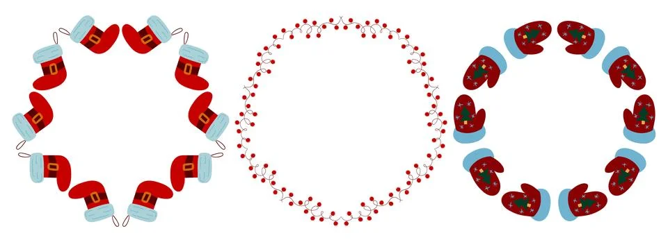Christmas tree decorations. Round frame. Template for your creativity Stock Illustration