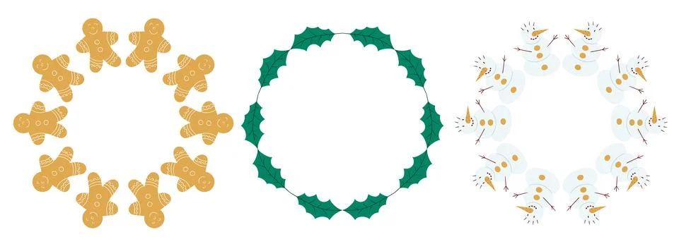 Christmas tree decorations. Round frame. Template for your creativity 스톡 일러스트