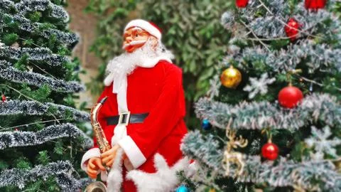 Christmas tree decorations with Santa Claus, Winter holiday decoration Stock Photos