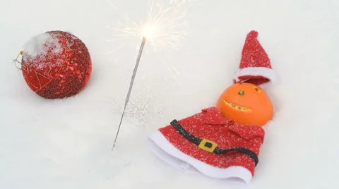 Christmas Tree Decorations On Snow Stock Footage 67500524
