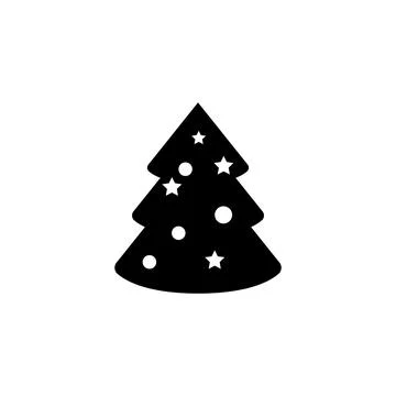 Christmas Tree with Decorations Star. Flat Vector Icon illustration. Simple b Stock Illustration