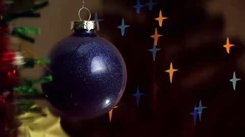 Christmas-tree decorations on starshaped background Stock Footage 12500016