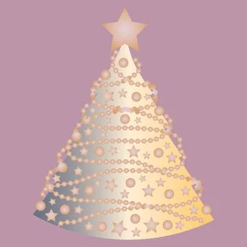 Christmas tree with decorations. Stylization, minimalism Stock Illustration