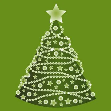 Christmas tree with decorations. Stylization, minimalism Stock Illustration