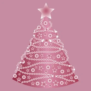 Christmas tree with decorations. Stylization, minimalism Stock Illustration