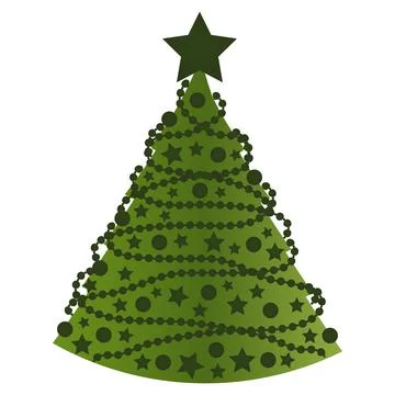 Christmas tree with decorations. Stylization, minimalism Stock Illustration
