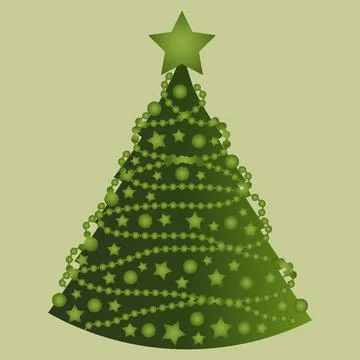 Christmas tree with decorations. Stylization, minimalism Stock-Illustration